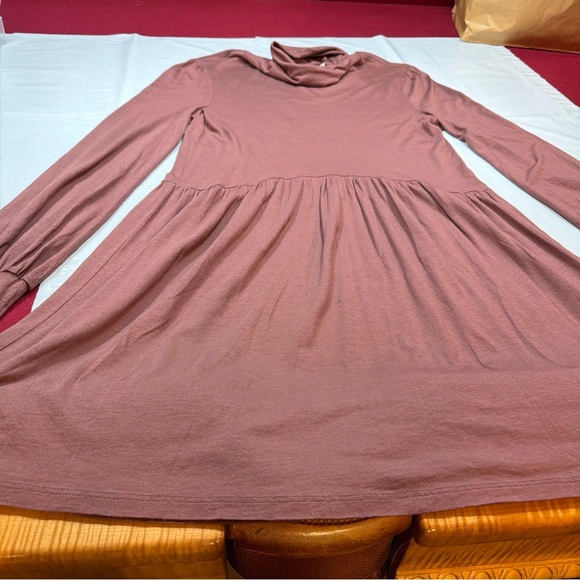 Peruvian Connection BROWN Nicole TURTLE NECK DRESS long Sleeves Flowy Women’s S - Picture 15 of 16